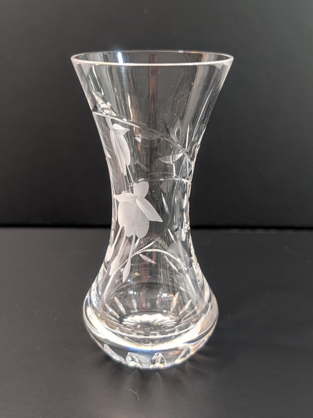 Stuart Crystal Cascade Fuchsia Teardrop Vase 4 inches tall